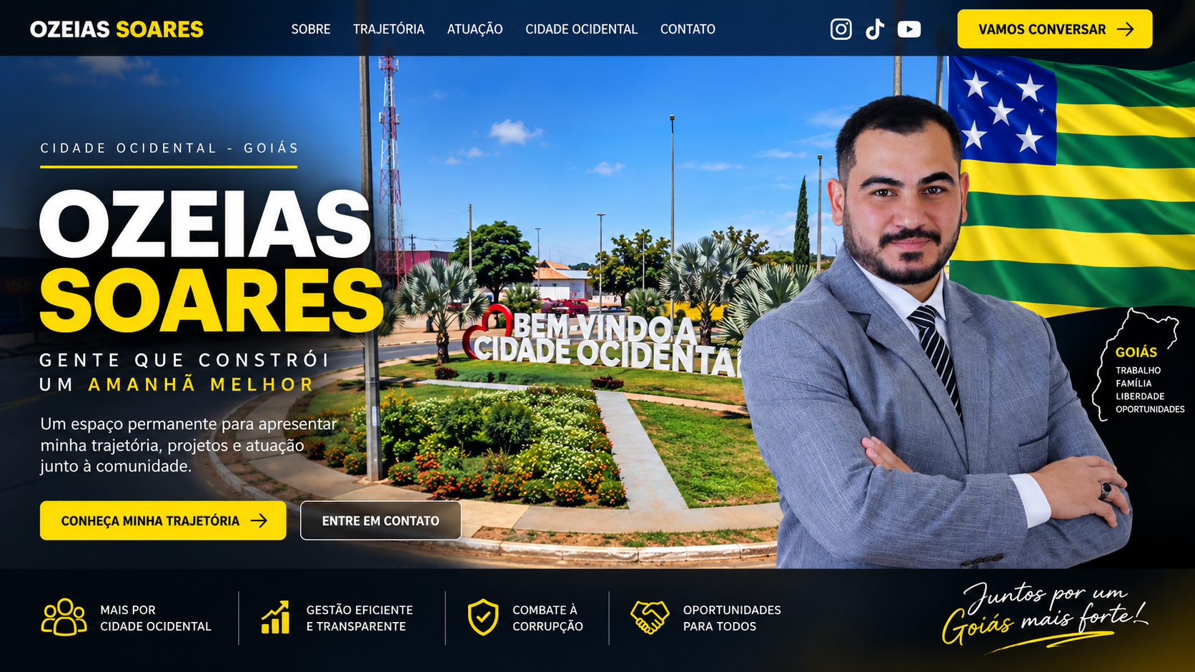 Ozeias Soares, Cidade Ocidental e bandeira de Goiás